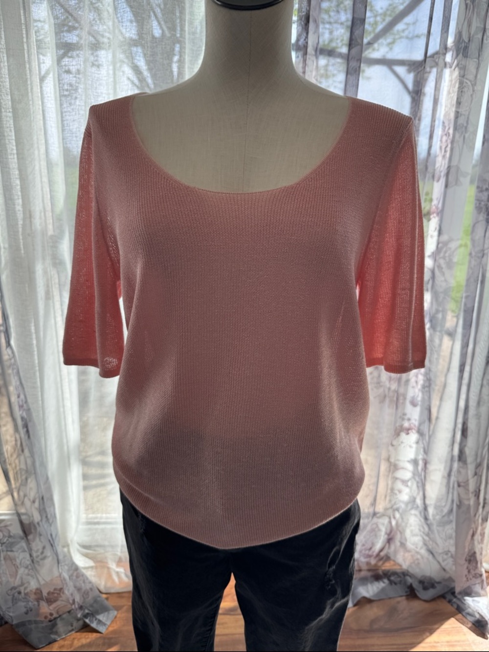 Ann Taylor Factory Dusty Peach Open-Knit Sweater